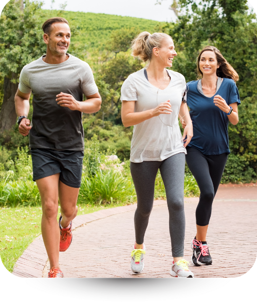 runners on wooded trail